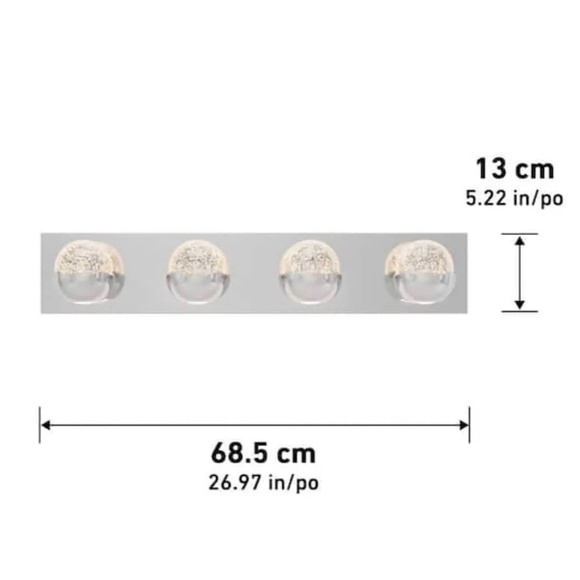 Artika Oracle 27 in. 4-Light Chrome LED Vanity Light Bar w/ CCT - Picture 2 of 7